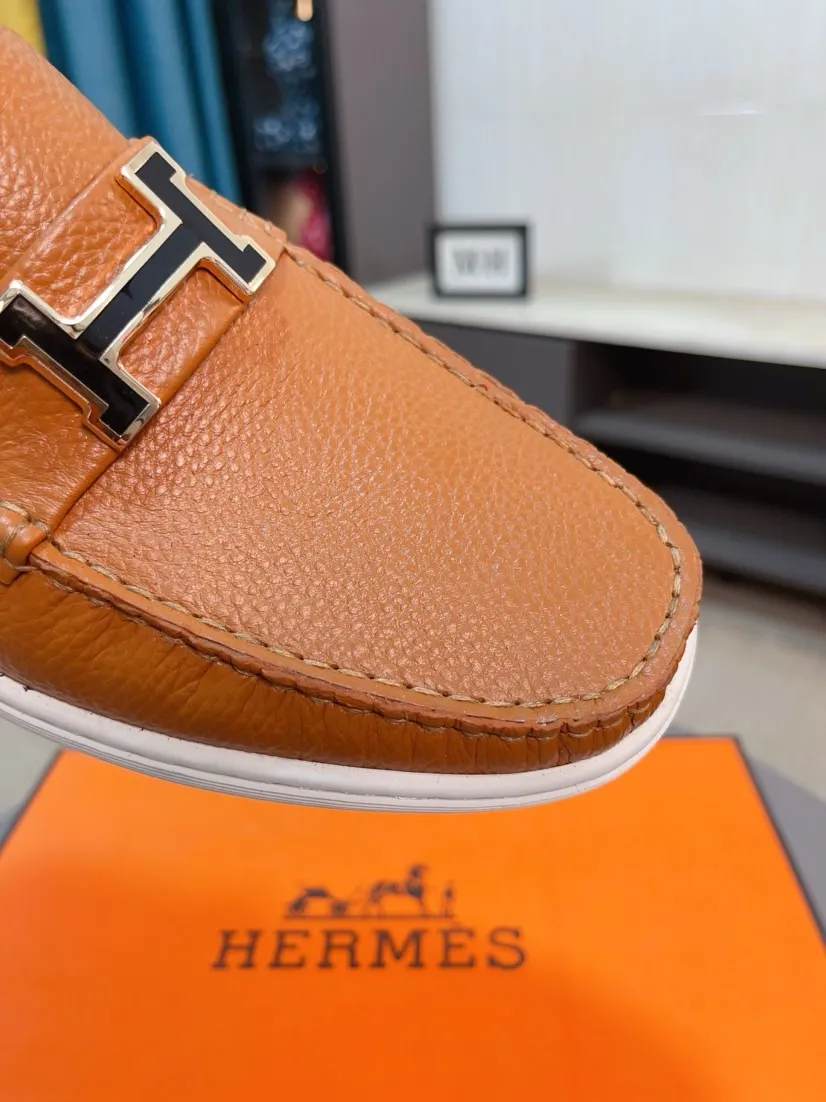 Men's shoes 💰458🌹🌹Niuli "HERMES" Hermès business leather shoes, original factory configuration, original imported cowhide upper + luxury hardware logo + fully imported original customized cowhide lining, sole: rubber wear-resistant outsole, difficult craftsmanship, original factory follow-up goods, 🔍🔍high quality code number: 38-44 45 can be customized